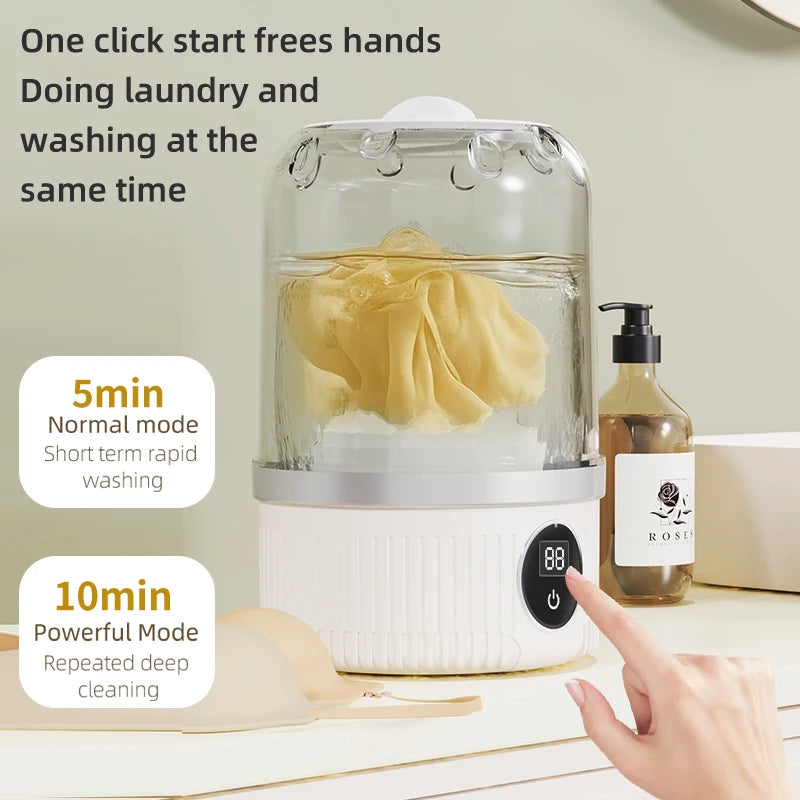 Wireless Washing Machine, , 1L Mini Sock Washing Machine,portable Underwear and Sock Cleaner, Dehydrating Washing Bucket
