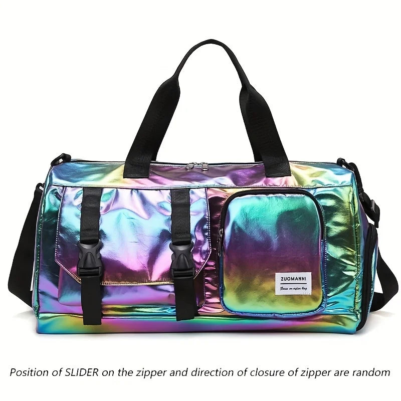 Large Capacity Women'S Nylon Travel Duffel Bag,Weekender Gym Tote with Shoe Compartment, Versatile Sports & Fitness Carry-On