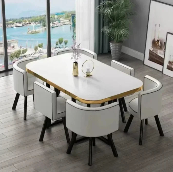Dining Table, Rectangular for Dining Room/living Room, Kitchen Dining Table Set with Metal Legs