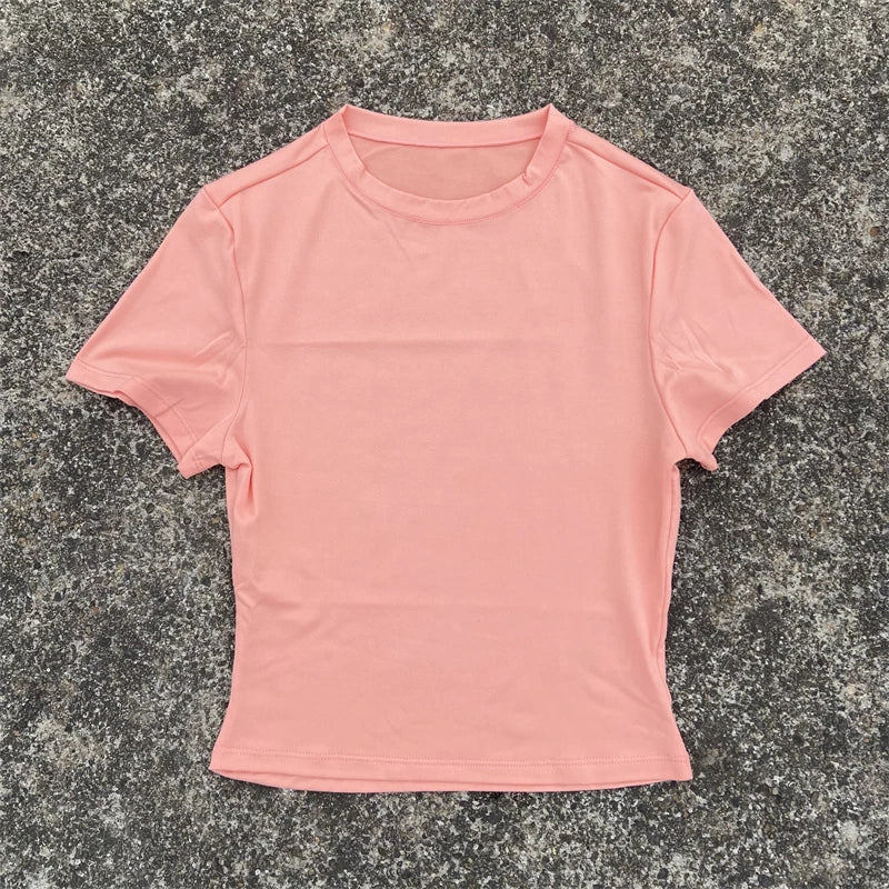 Women Yoga Clothes Short Sleeve T Shirt Gym Workout Crop Top Tight Soft Blouse Plus Size Quick Drying Running Casual Sportswear