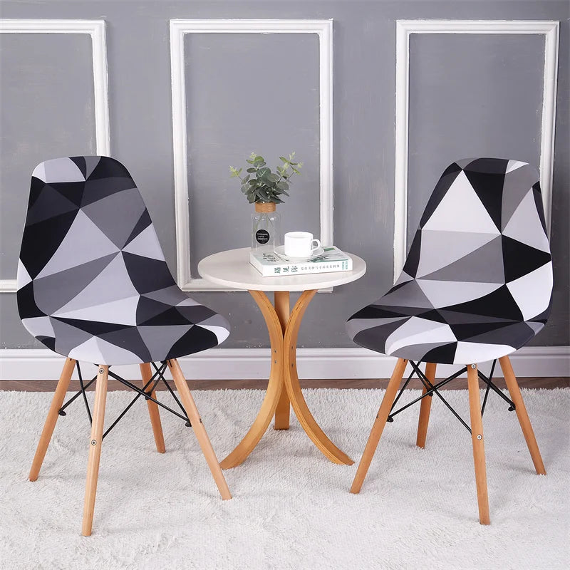 1PC Elastic Shell Chair Cover Stretch Armless Dining Chairs Slipcovers Geometric Spandex Seat Covers for Kitchen Hotel Office