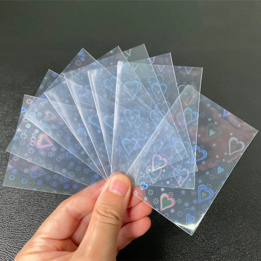 100pcs/Lot Heart-shaped Foil Laser Top Loading TCG Card Sleeves YGO Board Game Photo Protector Trading Cards Shield Cover