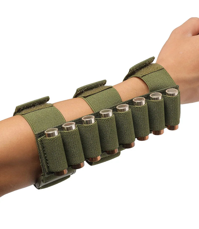 8 Rounds 12/20 Gauge Buttstock Ammo Shell Carrier Shotshell Holder Arm Pouch Outdoor Airsoft Hunting Cartridge Mag Holster Bag
