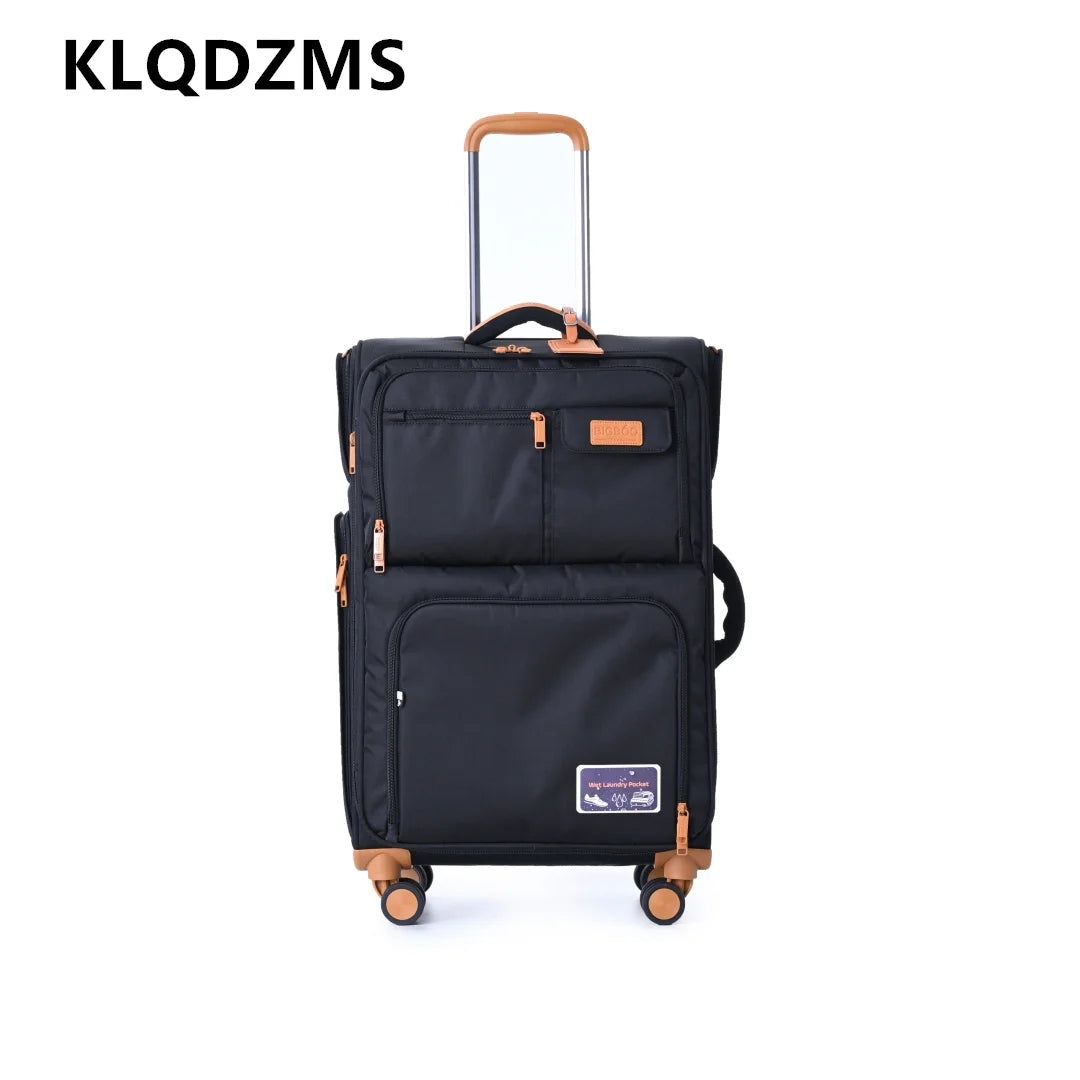 KLQDZMS Luggage Travel Bag Set Men's Boarding Box Women's Trolley Case Oxford Cloth Large Capacity 20"24"28 Inch Suitcase