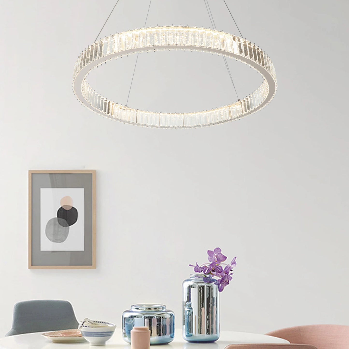 95W 31.5inch Modern Crystal Stair Chandelier Lights Indoor Lighting LED Ceiling Lamp Hanging Light for Living Room Indoor