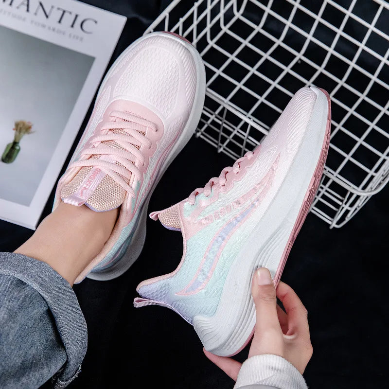 2025 Spring New Women's Shoes Soft soled Non tiring Foot Casual Versatile Running Shoes Comfortable Breathable Sports Shoes