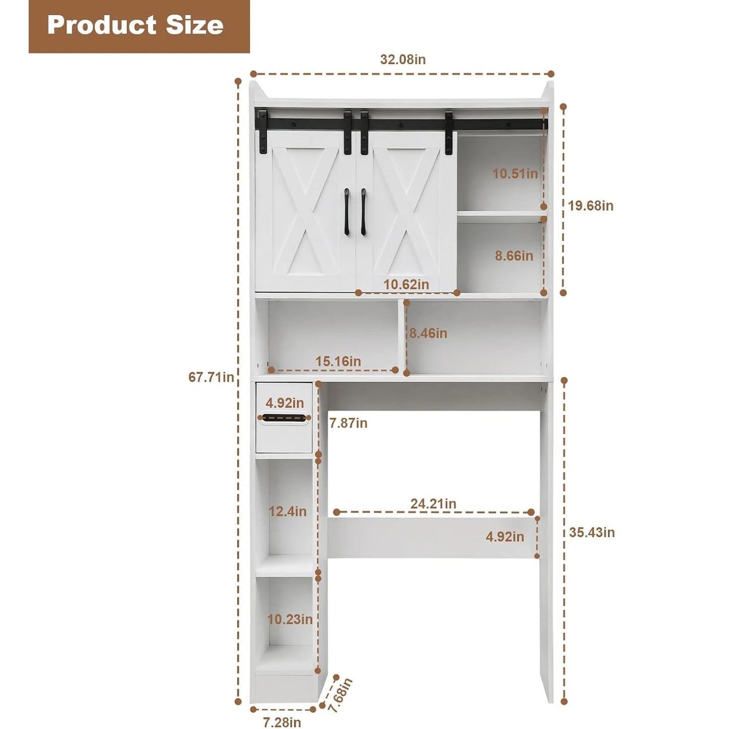 Over The Toilet Storage Cabinet Iron Sliding Door Toilet Storage Rack Home Space Save Toilet Rack for Restroom Bathroom Laundry