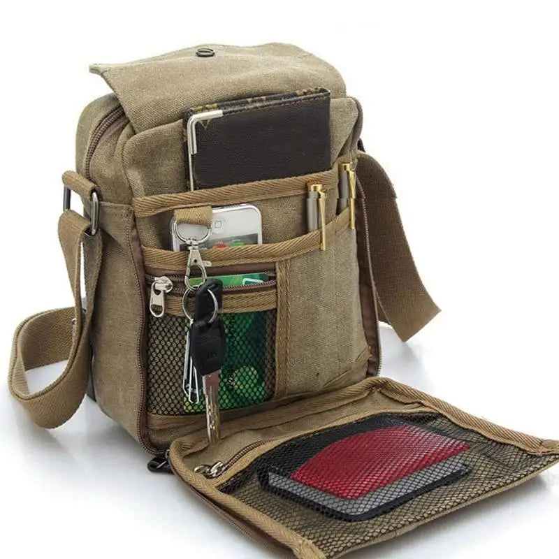 Men's Bag Casual Small Multifunction Shoulder Bag Multi-pocket Crossbody Bag Outdoors