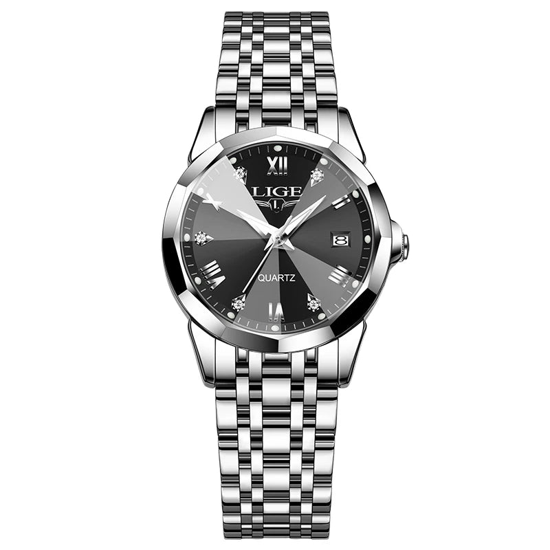 LIGE New Fashion Watch for Women Creative Steel Waterproof Women's Watches Elegant Original Luxury Ladies Quartz Wristwatch
