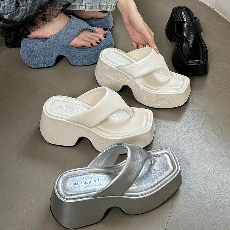 Pumps Flip Flops Slippers Shoes For Ladies New 2025 Female Footwear Platform Wedges Women Slippers Fashion Slides Heels Shoes