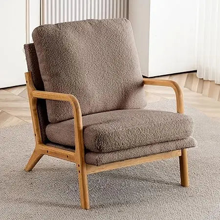 Mid Century Modern Accent Chairs for Living Room, 23” Wide Comfy Chair for Bedroom, Small Cozy Sherpa Reading Chairs for Adults,