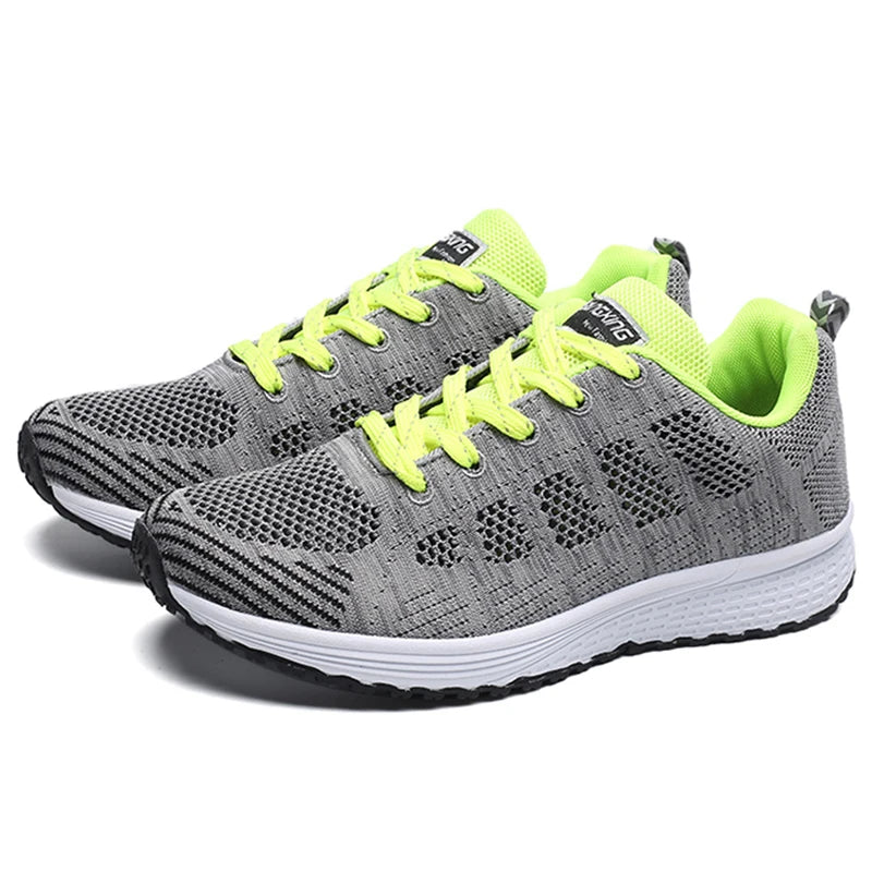 Women's Sneakers 2024 New Fashion Breathable Solid Color Walking Sneakers Women Mesh Fabric Lace Up Shoes Women Female Footwear