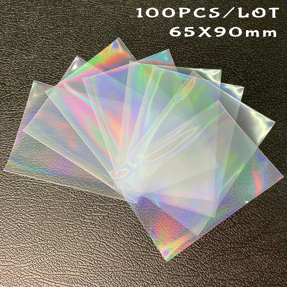 100pcs/Lot Heart-shaped Foil Laser Top Loading TCG Card Sleeves YGO Board Game Photo Protector Trading Cards Shield Cover