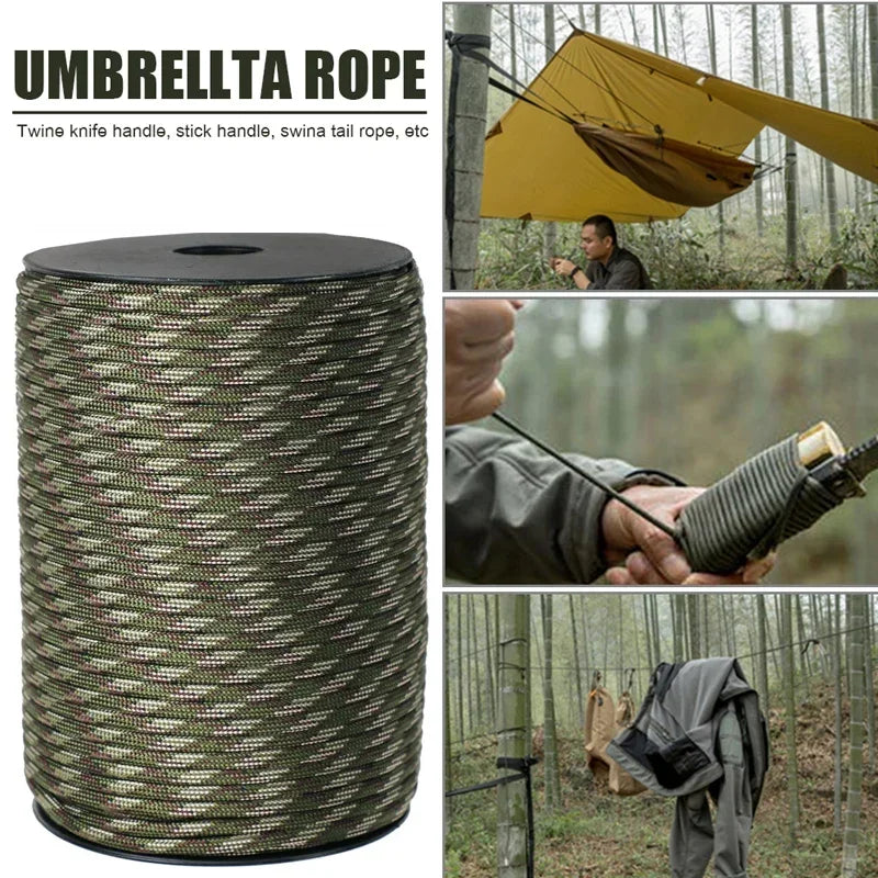 Military Paracord for Outdoor Survival, 9 Strand, 4mm, 650 Paracord, 50m, 100m, Tactical Parachute Cord, Camping, Weaving Rope