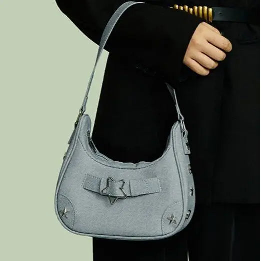 Women's handbag, mobile phone bag, new high-end retro denim shoulder bag.