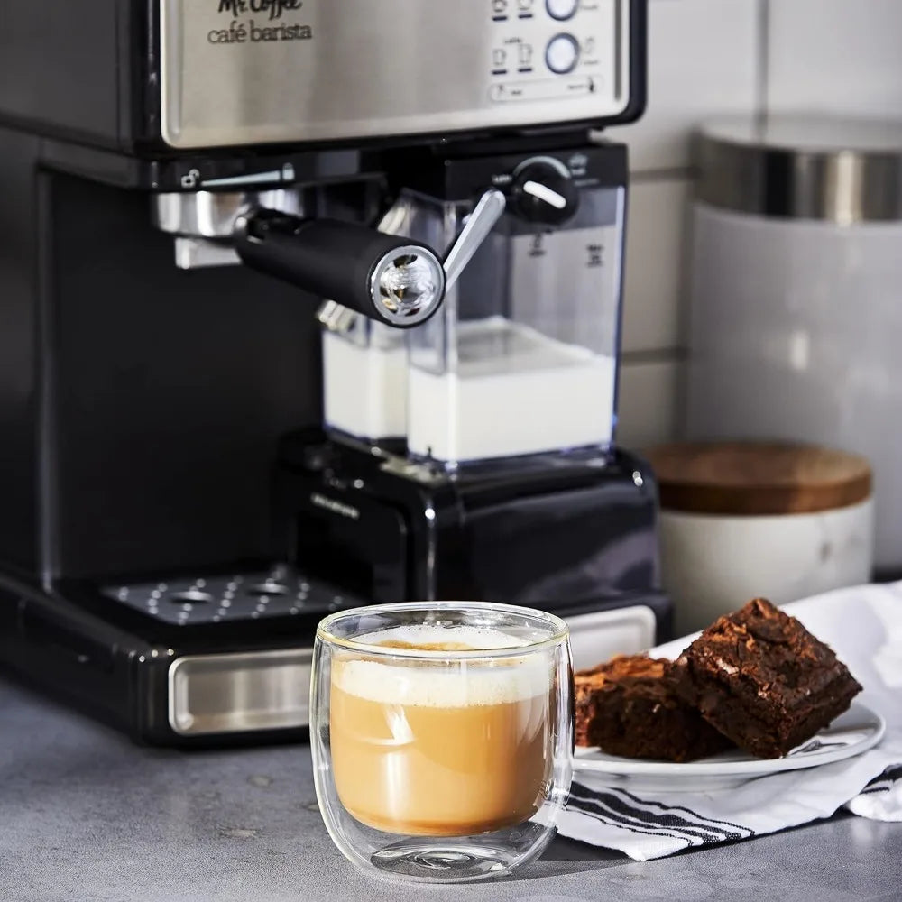 Mr. Coffee Espresso and Cappuccino Machine Stainless Steel Programmable Coffee Maker with Automatic Milk Frother 15-Bar Pump Ide