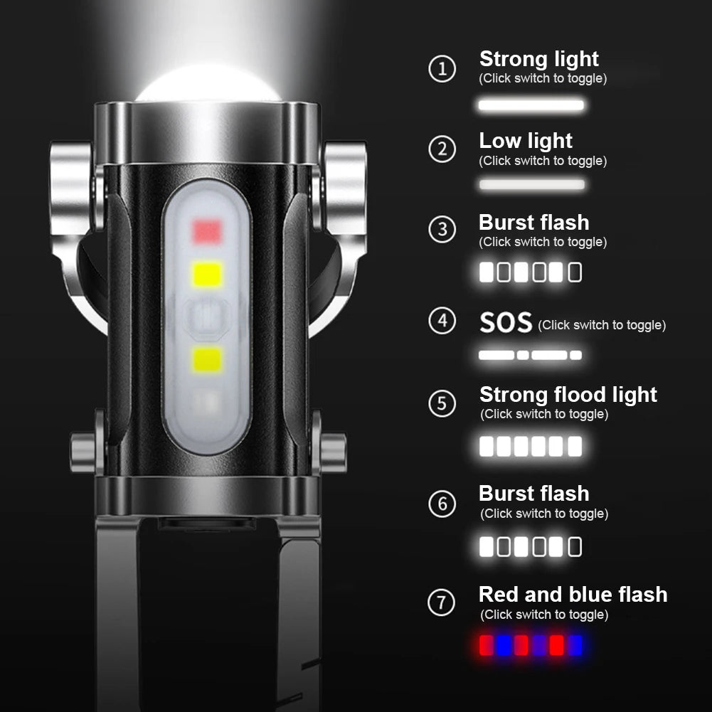 Mini Flashlight Multifunctional Portable Keychain Torch USB Rechargeable Ultralight Camping Flashlight for Camping Hiking