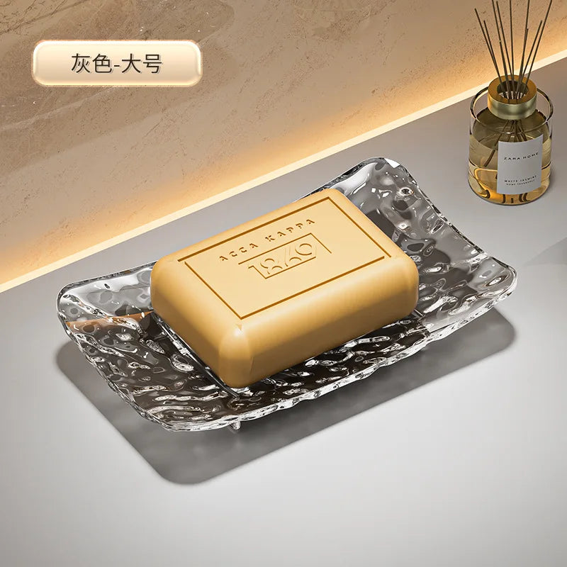 Transparent Light Luxury Soap-Box High-End Bathroom Glacier Patterned Soap-Storage Rack Household Use Soap Box Tray Soap Case