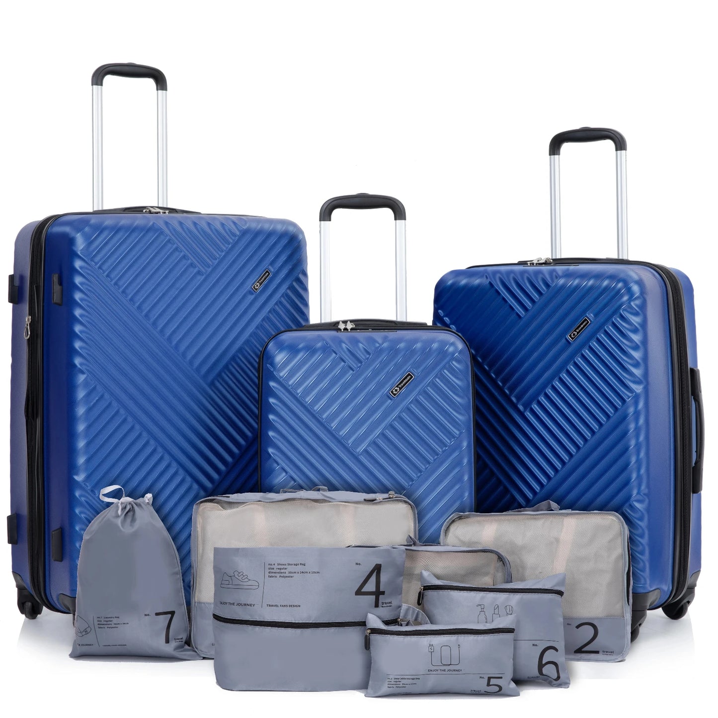 Luggage Sets 3 Piece with Double Spinner Wheel,Suitcase Set PC Hard Case with TSA Lock and Organizer Storage Bags