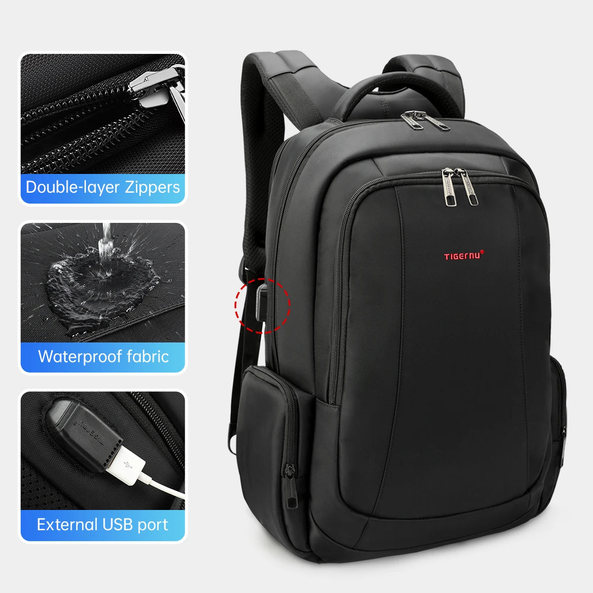 Tigernu Backpacks For Men Laptop Backpack Bags Male Travel Backpack For School USB Charging Port Schoolbag Men Mochilas Knapsack