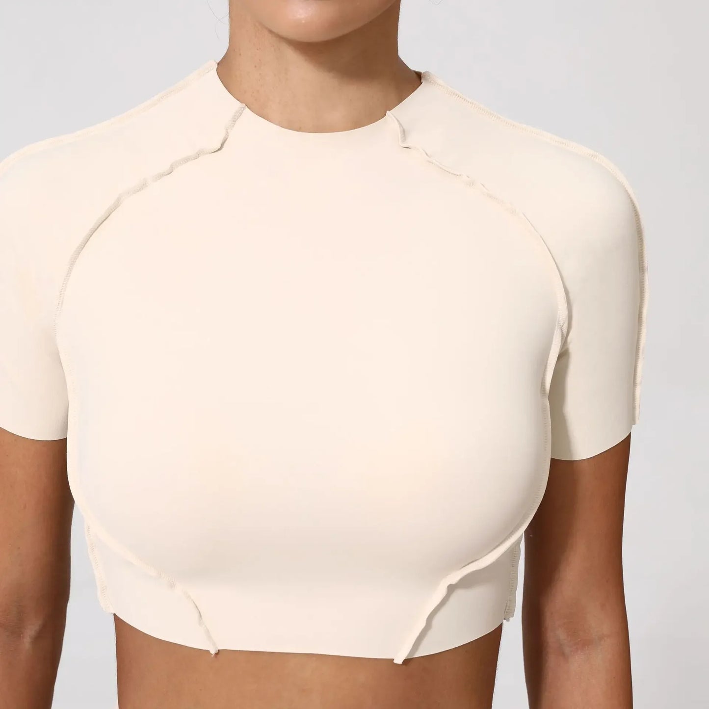 Women's Seamless Yoga Slimming Workout Shirts No Chest Pads Short Sleeve Top High Elasticity Lightweight Gym Sports Fitness Top