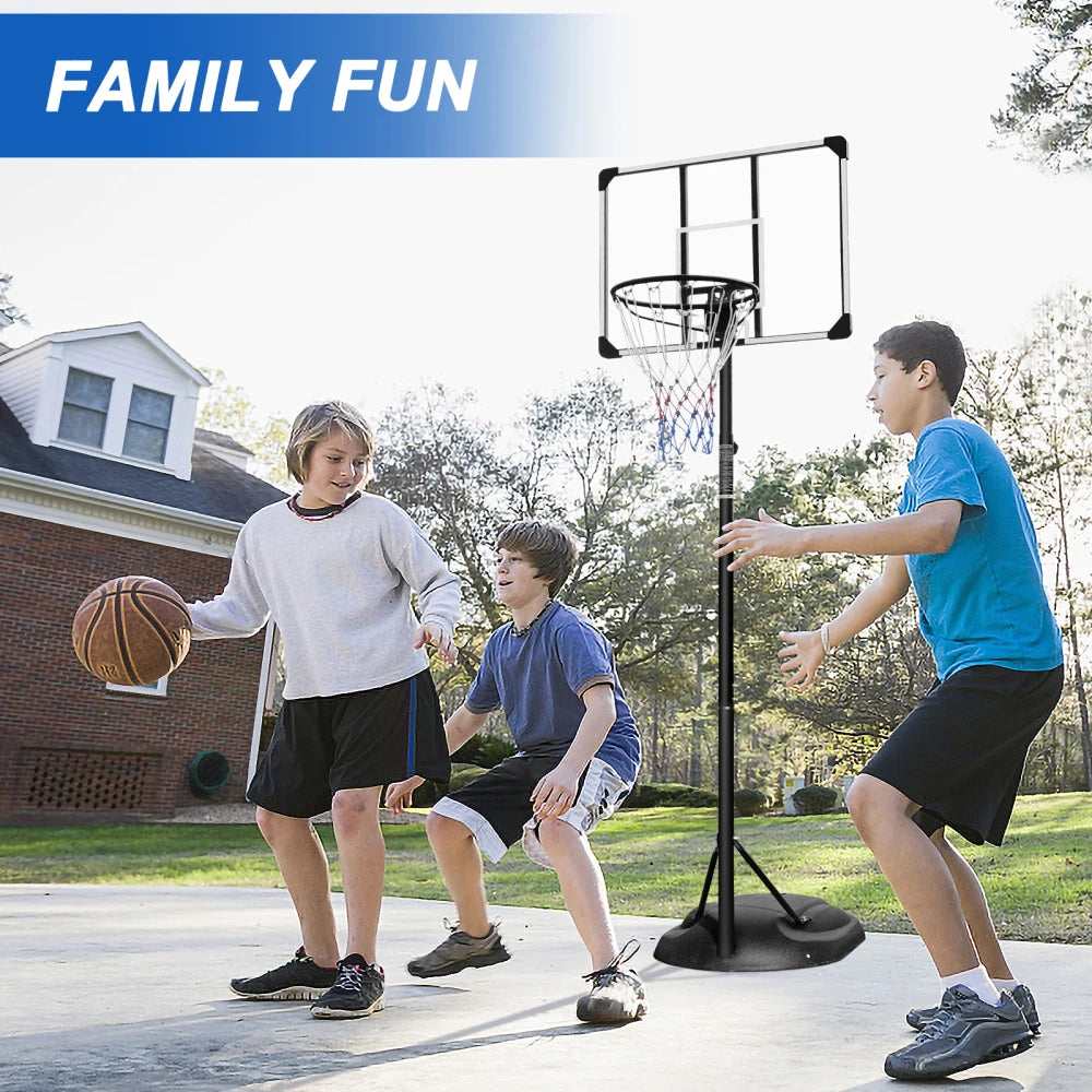 Portable Basketball Hoop System Stand Height Adjustable 7.5ft - 9.2ft 32 Inch Backboard Wheels for Youth Adults Indoor Outdoor
