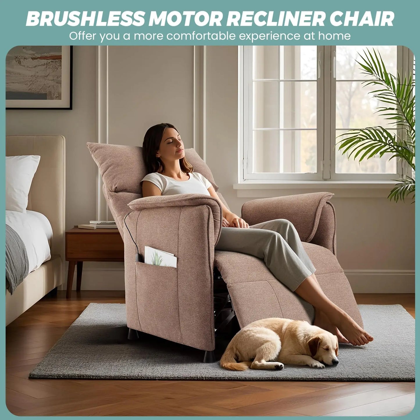 Recliner Chair with Memory Function, Adjustable Single Recliners Sofa with Remote Control for Adults, Home Theater Seating