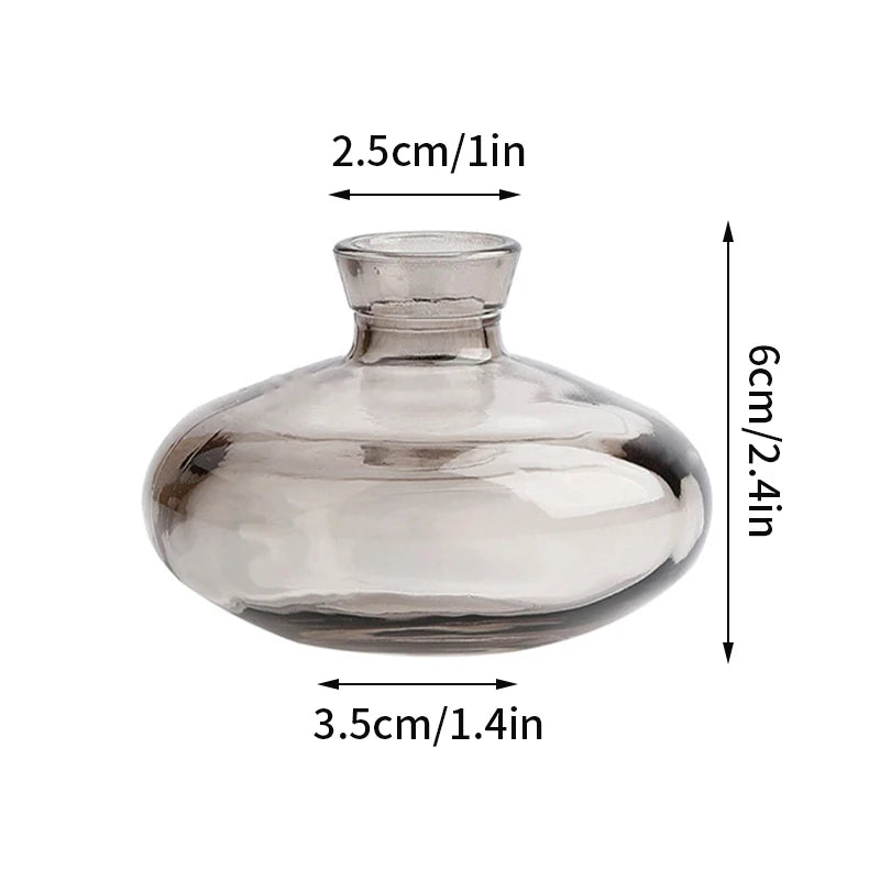 Brown Retro Glass Vase Plant Flowers Bottle Flower Arrangement Hydroponic Terrarium Desktop Vase Creative Home Decor Flower Pot