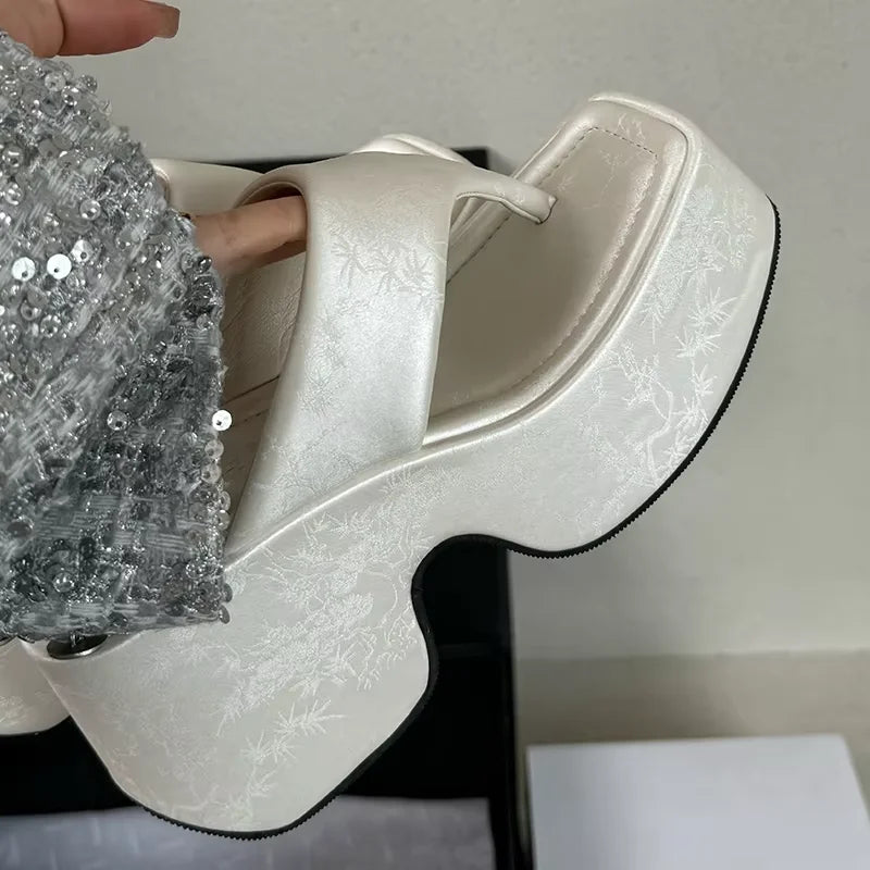 Pumps Flip Flops Slippers Shoes For Ladies New 2025 Female Footwear Platform Wedges Women Slippers Fashion Slides Heels Shoes