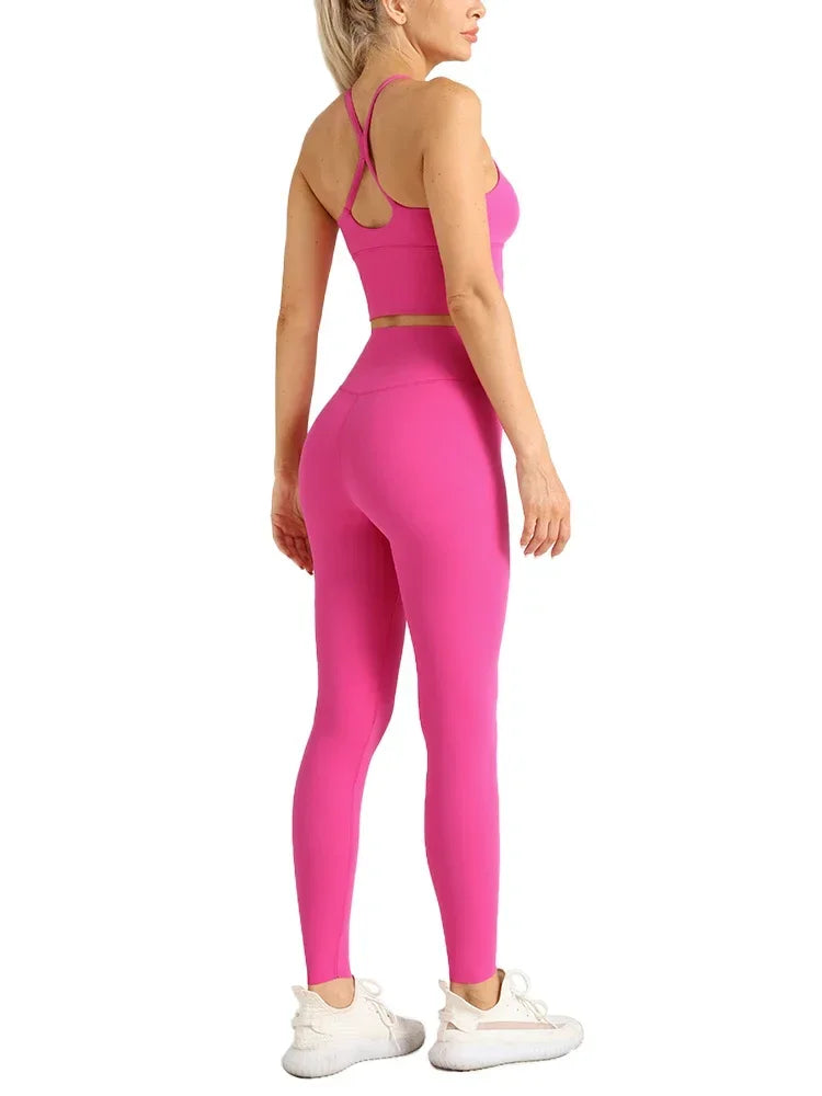 2 Piece Yoga Clothes Women's Tracksuit Athletic Wear Pilates Fitness Suit Gym Workout Push Up Clothes Sports Bra Leggings Suit