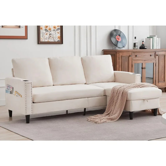 Sectional Couches for Living Room, L Shaped Couch with Storage Ottoman,Modern 3 Seater Convertible Sofas