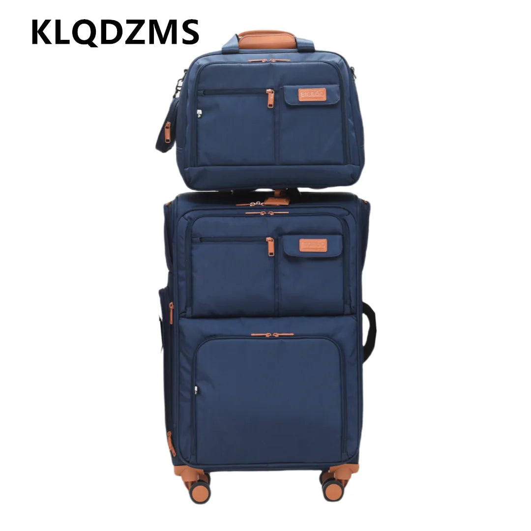 KLQDZMS Luggage Travel Bag Set Men's Boarding Box Women's Trolley Case Oxford Cloth Large Capacity 20"24"28 Inch Suitcase