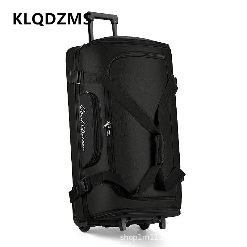 KLQDZMS Oxford Cloth Suitcase 34 Inch Large Capacity Zipper Trolley Bag Expandable Storage Bag Universal Wheel Rolling Luggage