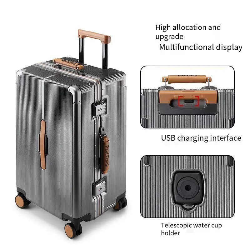 COLENARA High Quality Suitcase 20"24"26"28 Inch Boarding Box Men's Aluminum Frame Trolley Case ABS+PC Women's Zipper Luggage