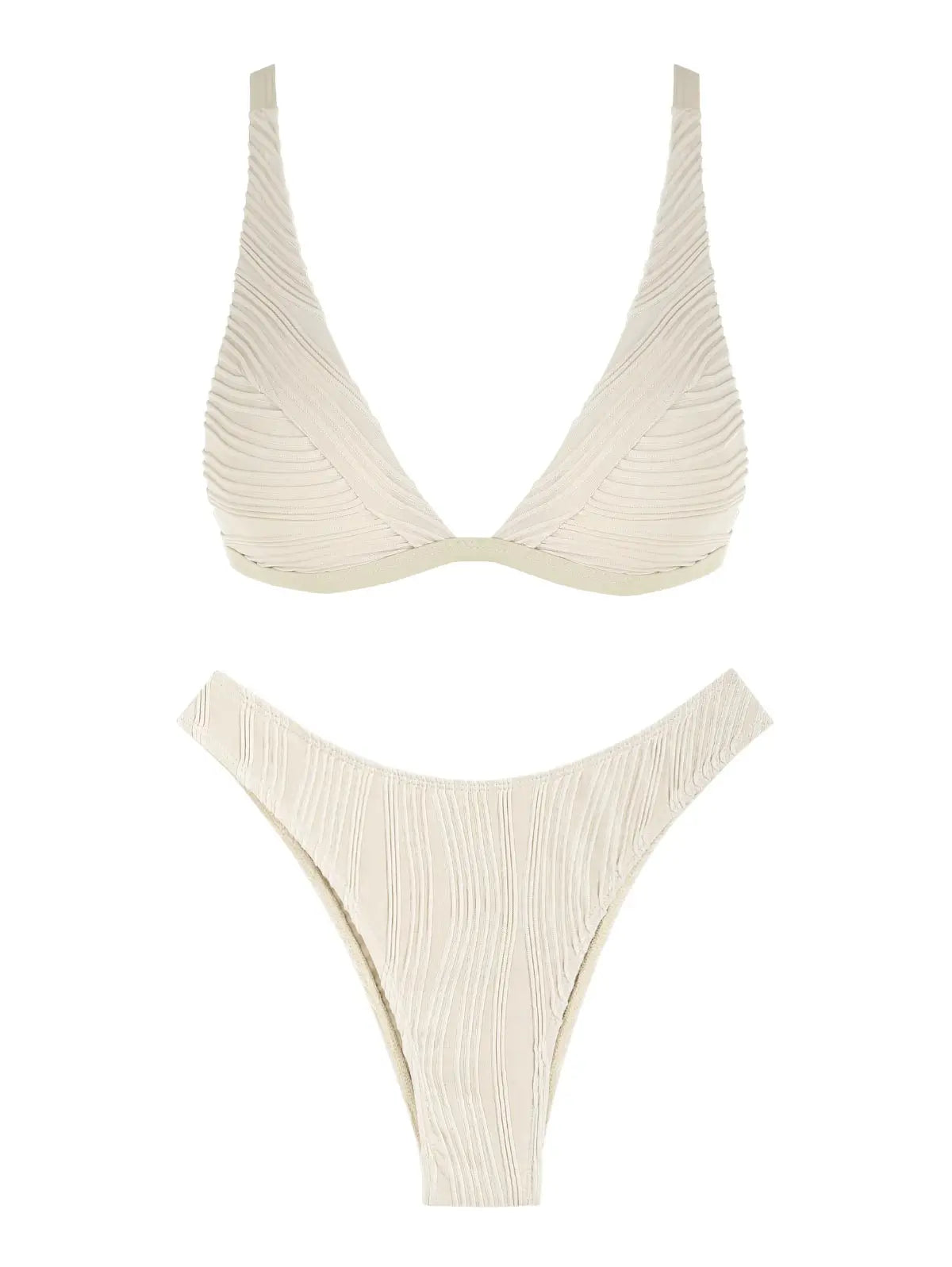 ZAFUL women swimwear Textured High Cut Bikini Swimwear