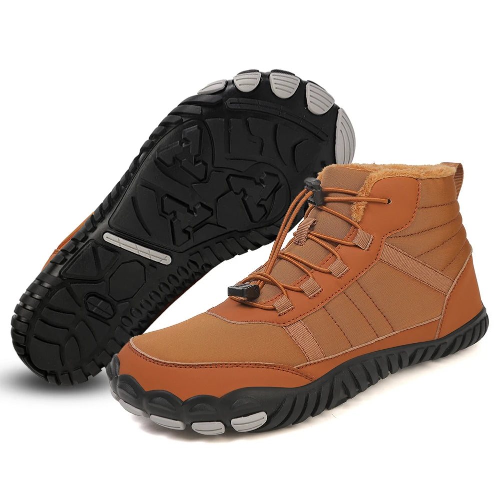 Barefoot Snow Boots Outdoor Trekking Shoes Fur Lined Casual Winter Booties Lightweight Thermal Snow Sneakers for Hiking Climbing