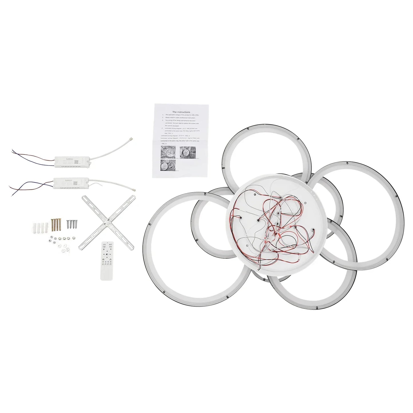 8-Light Modern LED Ceiling Lamp with Remote Control, Transparent Acrylic Shade, Semi-Flush Mount Chandelier for Dining Room