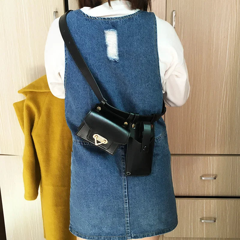 2 in 1 Women Belt Bag 2025 Designer Waist Bag PU Leather Fanny Pack Phone Purse street Trend Female Shoulder Crossbody Chest Bag