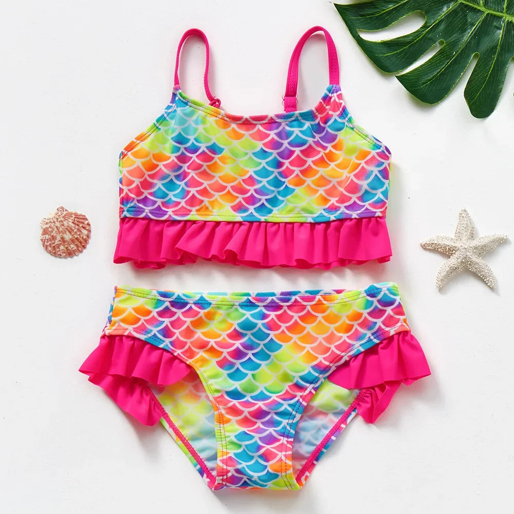 Girls Swimsuit Two Piece Hot Stamping Children's Swimwear Girls Beachwear Baby Swimwear Kids Swimwear Infant Baby Swimsuit
