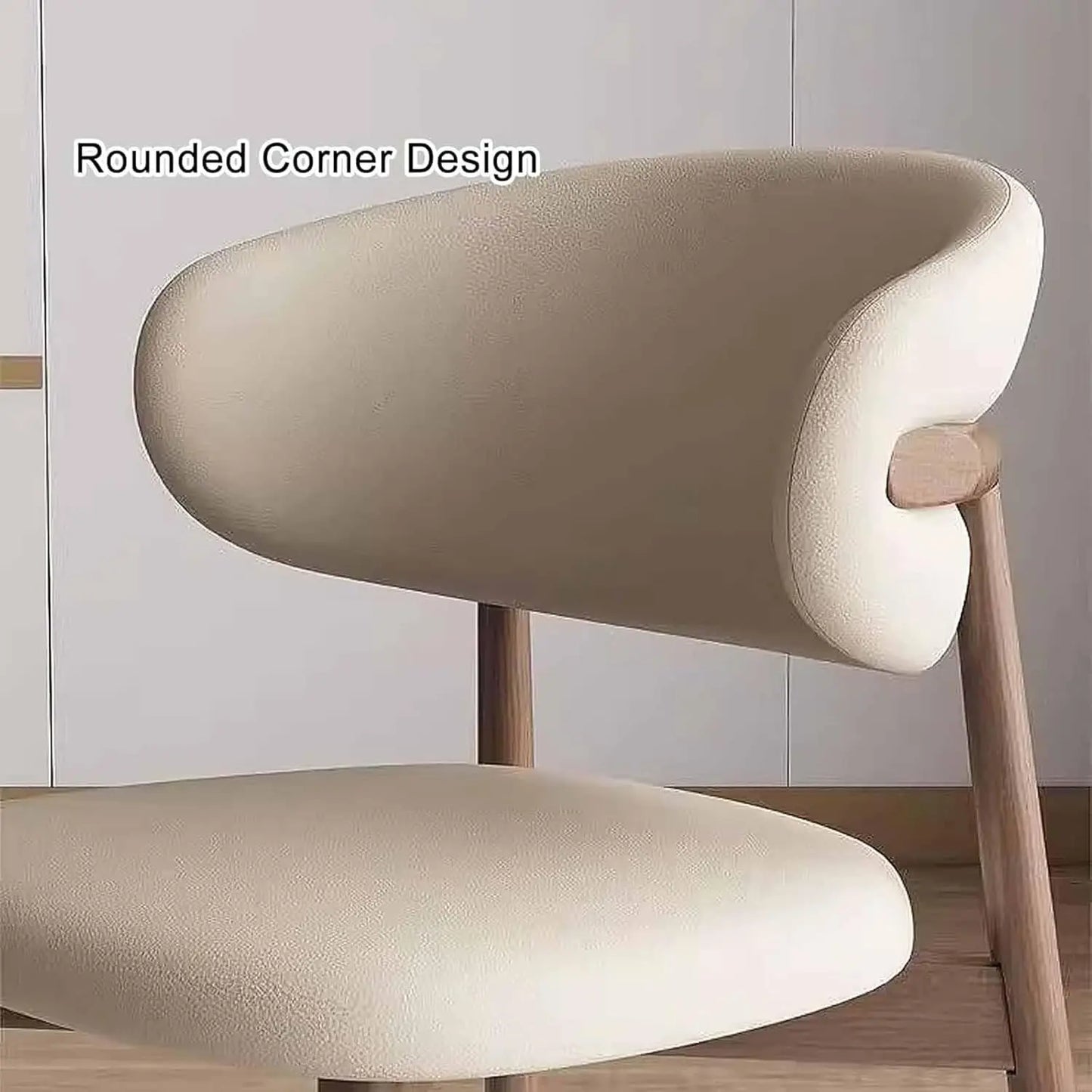 Cafe lounge chair, upholstered dining chair, curved back cushion, modern armless dining side chair