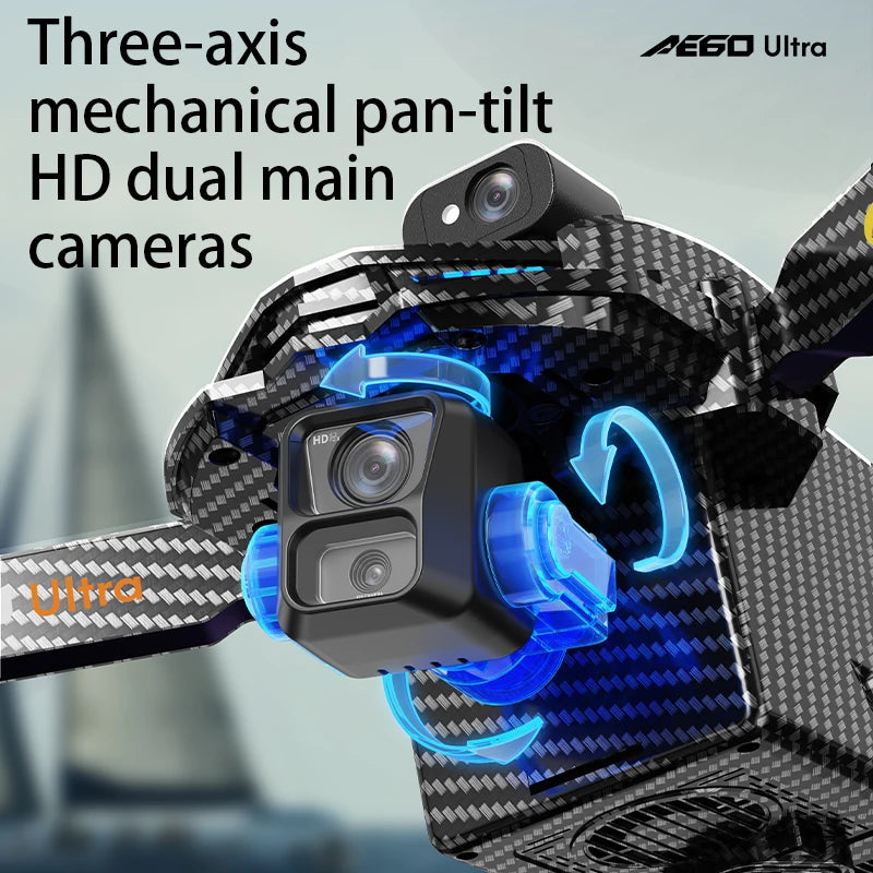 AE60 GPS Drone 8K Professional HD Camera Brushless 3-Axis Gimbal 12KM Obstacle Avoidance Large Screen 5G FPV Dron RC Quadcopter
