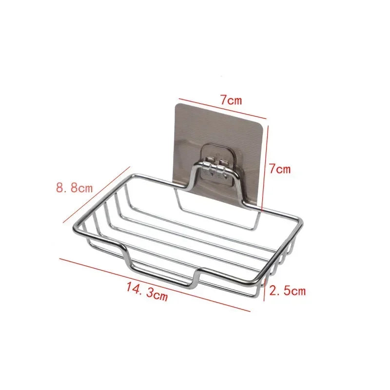 High Quality Soap Rack Wall Mounted Soap Holder Stainless Steel Soap Sponge Dish Bathroom Accessories Dishes Self Adhesive