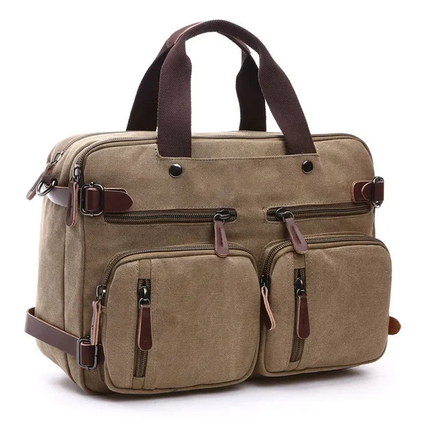 Men Canvas Briefcase Travel Bags Suitcase Classic Messenger Shoulder Bag For Men Tote Handbag Big Casual Business Laptop Pocket