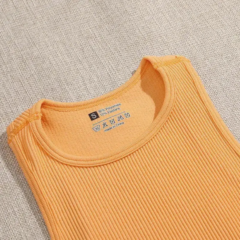 1pcs Solid Sleeveless Women Running Yoga Wear Clothing Slim Fit Quick Drying Ribbed Crop Tank Top
