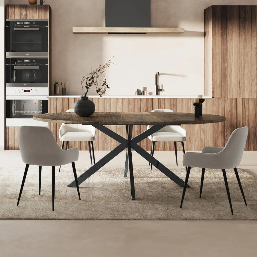 59Inch Extendable Round Dining Table for Dining Room 46 People Large Expandable Kitchen Dinner Tables with Oval Wood Top and In