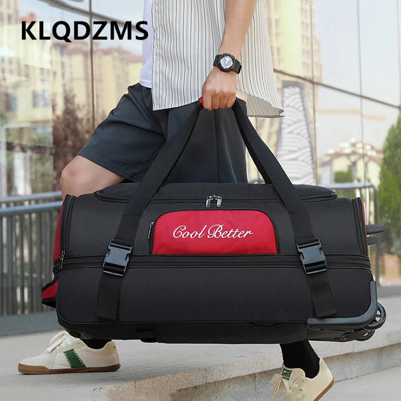 KLQDZMS Oxford Cloth Suitcase 34 Inch Large Capacity Zipper Trolley Bag Expandable Storage Bag Universal Wheel Rolling Luggage