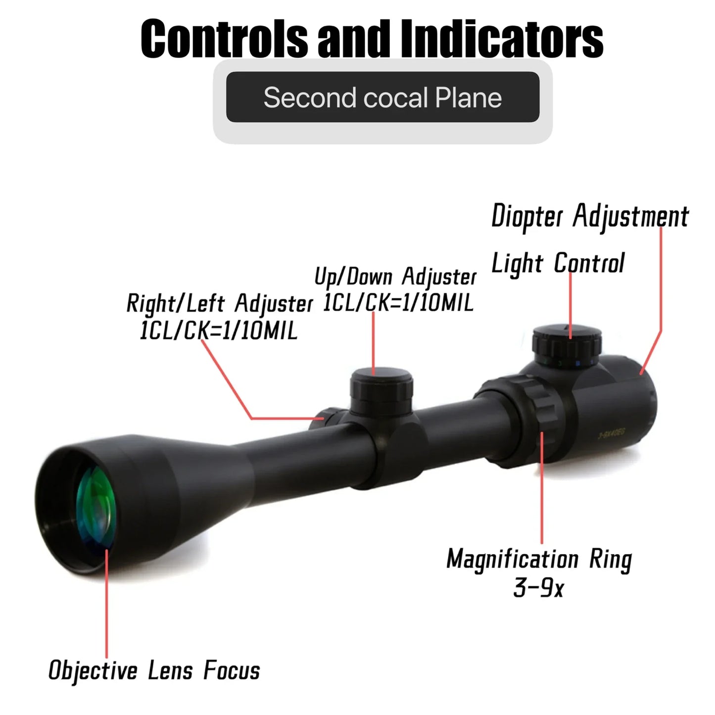 GAMO 3-9X40EG Optics Illuminated Original Red/Green Reflex Cross Reticle Hunting Sight Riflescope Sniper Precision Gear