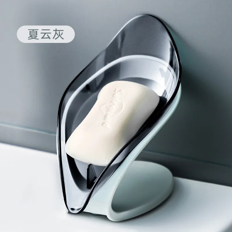 Bathroom Soap Holder Leaf Shape Dish Soap Kitchen Sponge Soap Box Storage Non-slip Drain Soap Case Container Bathroom accessorie