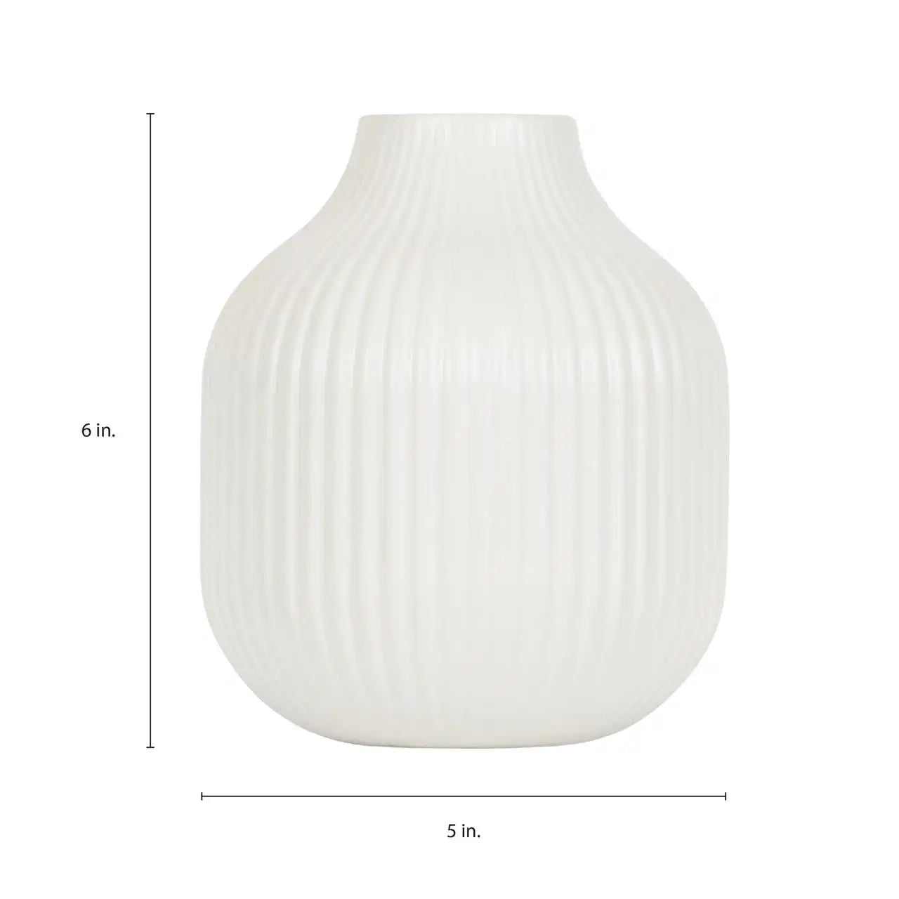 Better Homes & Gardens Ribbed Ceramic Vase, 6", Cream