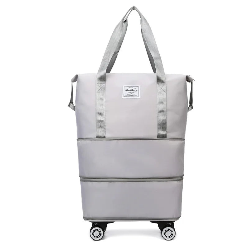 Travel Trolley Luggage Storage Bag With Wheels Waterproof Pulley Portable Collapsible Expandable Fashion Large Capacity Shopping